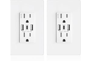 USB Wall Outlet, 30W GaN 6.0A USB Outlet Receptacles with 3 USB Ports,15 Amp Tamper-Resistant Electrical Outlet with 2 Type A