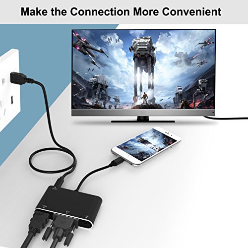 Lightning to HDMI VGA Adapter,Valoin 4 in 1 Plug and Play Lightning to HDMI VGA AV Converter Adapter for iPhone X/8/8 Plus/7/7Plus/6/6s/6s Plus//5/5s iPad iPod to Projector HDTV - Thumbnail 6