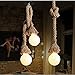 Borang Double Heads Retro Rope Lights Loft Vintage Lamp Bedroom Dining Room Pendant Hand Knitted Hemp Rope 200 cm