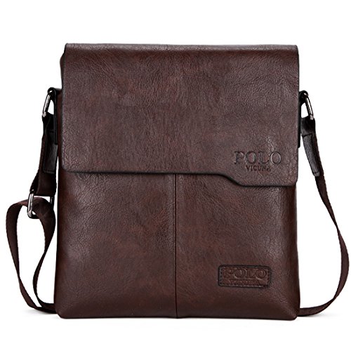 VICUNA POLO Shoulder Bag Business Man Bag Messenger Bag for Men Crossbody Bag (brown)