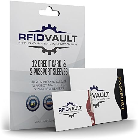 14 x RFID Blocking Sleeves - RFID Sleeve Set (12 RFID Credit Card Sleeves &amp; 2 Passport RFID Sleeves) Identity Theft Protection for Men and Women - Fits in Your Wallet or Purse For Easy Use