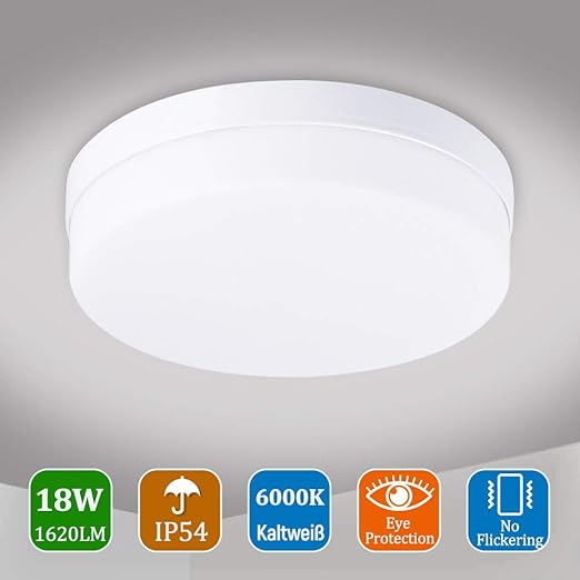 Led Deckenleuchte Moderne Led Deckenlampe Ip54 Wasserfest Leuchte Mit Runden Badlampe Led Platine Augenschutz Ideal Fur Schlafzimmer Kuche Wohnzimmer Einfache Installation Kaltweiss 18w 15cm Amazon De Beleuchtung