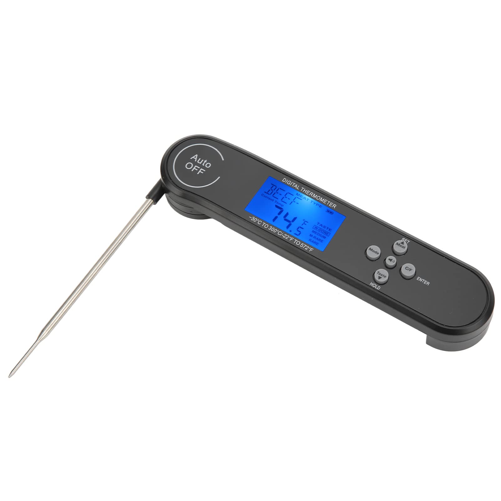Matter Thermometer, Meat Thermometer, High Sensitivity RGB Backlight, 30-300 Foldable Desserts for Baking
