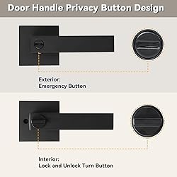 KAMOTA Privacy Door Levers, 7 Pack Matte Black Door