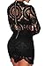 ZKESS Women's Long Sleeve Lace High Neck Party Club Mini Dress One Size Black