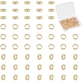 UNICRAFTALE 100Pcs 18K Gold Plated Stainless Steel Round Loose Beads, 6mm Diameter, 4mm Hole, for DIY Jewelry Making