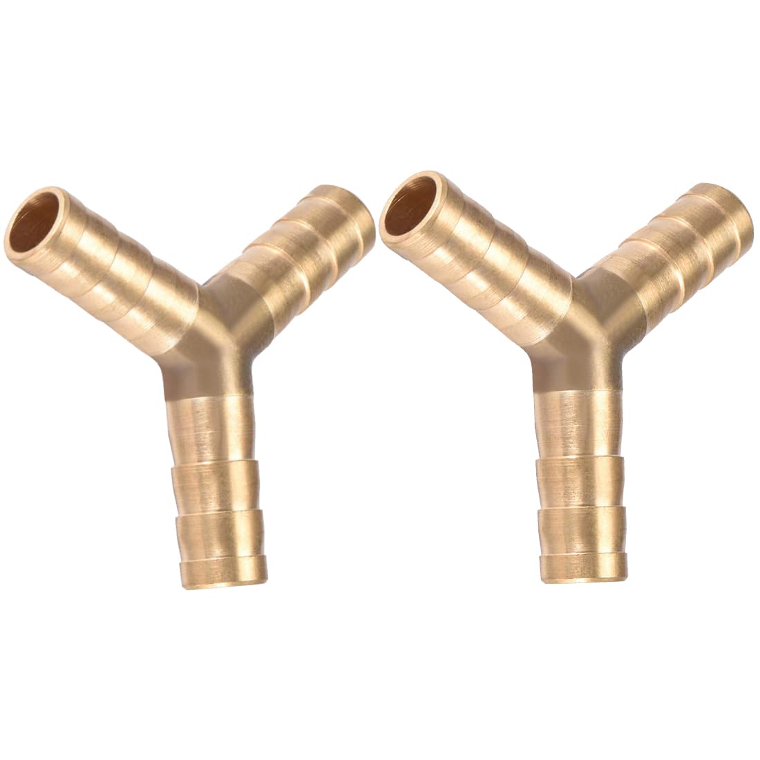 MACHSWON 8mm or 5/16" Brass Barb Hose Fitting Y Shape 3 Way Connector Barbed Splitter Fitting Splicer for Water Fuel Air 2pcs