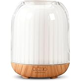 Essential Oil Diffuser with Night Lamp | 120ml USB Portable Aroma Diffuser with Wood-Grain Base & Glass-Look Cover | Humidifier with Lights | Small Humidifier for Bedroom, Office | Room Décor | Gift