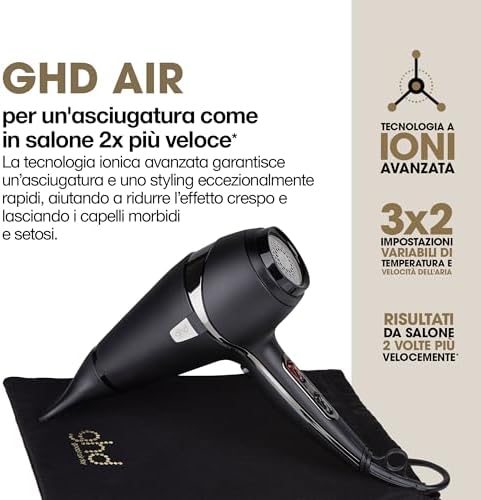 air, Asciugacapelli Professionale a Ioni, Potenza 2100 W, Nero