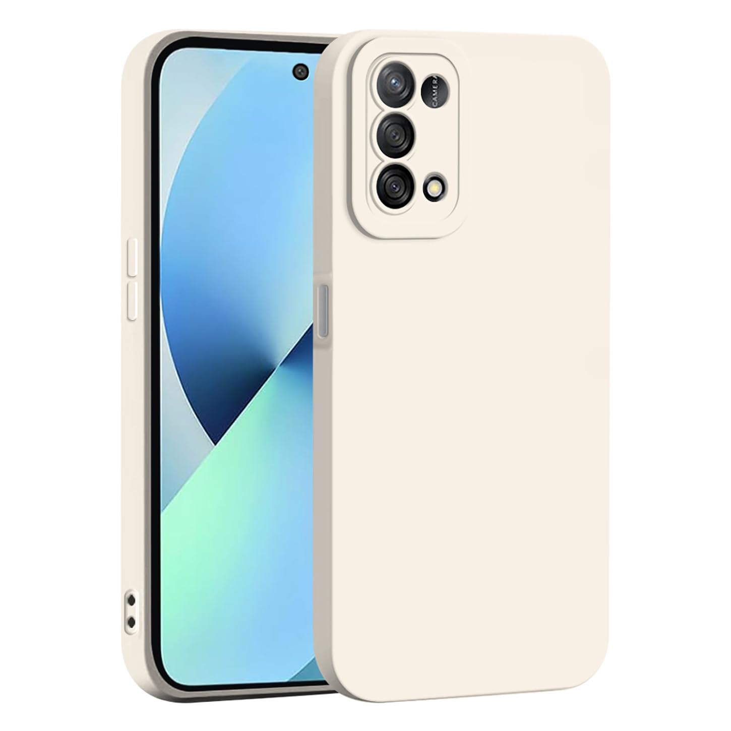 ILING Liquid Silicone Case for OPPO Find X3 Lite, Simple Solid Color Back Soft Gel Rubber Frosted TPU Bumper Shockproof Protective Ultra-thin Phone Case Cover (White)