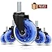 8T8 Upgraded Chair Caster Wheels 3'', Quiet and Smooth Rolling,Heavy Duty Wheels with Threaded Stem M10(3/8''), Safe for Hardwood Tile Carpet Floors, No Floor Mat Needed,Set of 5 (3 inch Blue)