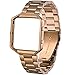Fitbit Blaze Band, VIGOSS Women Men Smart Watch Wristband with Metal Frame and Link-Removal Tools Stainless Steel Replacement Strap for Fitbit Blaze Tracker Smartwatch (Metal Rose Gold+Frame)