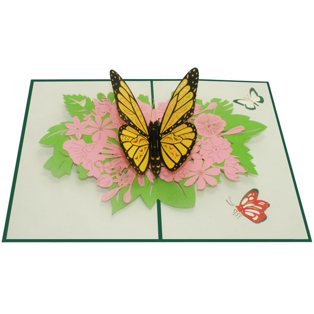 Sweetpopup® 3D Butterfly & Flower Pop-Up Card – An Elegant Greeting for Birthdays, Thank You, Good Luck & Get Well / 013
