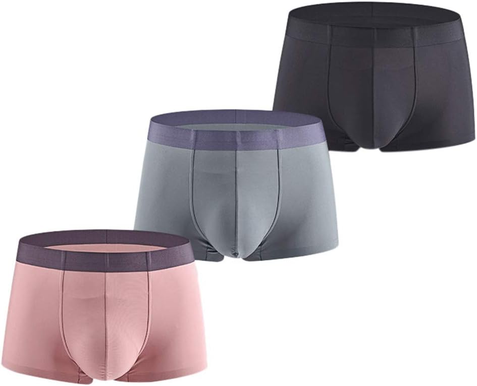 Orfilaly Men's Ice Silk Underwear Without Trace Thin Breathable Boxer Briefs Summer Leisure Beach Bottoms Pajamas Sleepwear