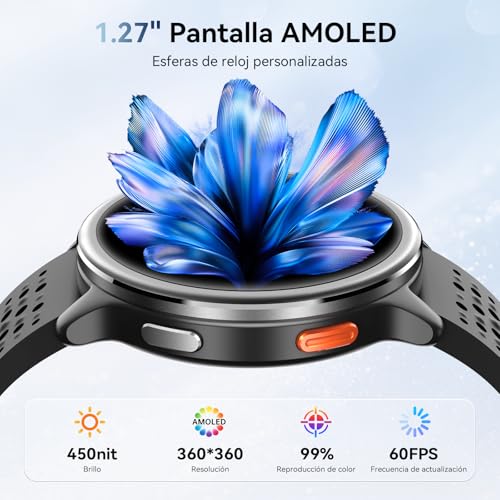 Men's Smart Watch 1.27 Inch Smartwatch Woman Round 2 Straps, Sleep Monitor Health and Fitness Functions 120+ Sports Modes 3ATM Waterproof for iPhone/Samsung/Android NBlack