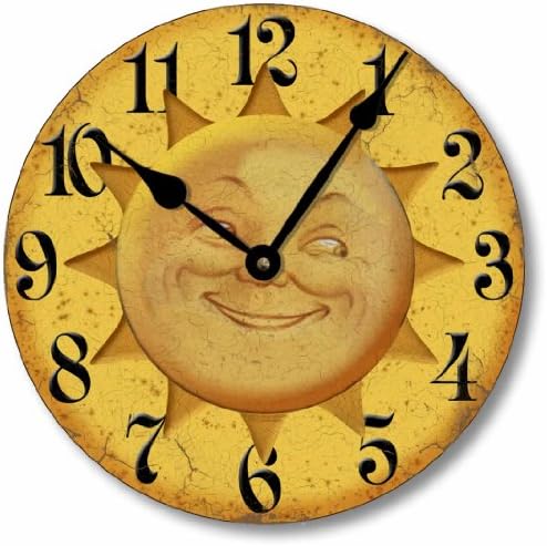 Fairy Freckles StudiosItem C5016 Vintage Style 10.5 Inch Celestial Sun Face Wall Clock