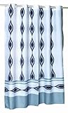 Carnation Home Fashions EZ On No Hooks Needed! 70 by 84-Inch Fabric Shower Curtain, X-Long, Harlequin, Grays/White