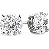 Lab Grown Diamond Stud Earrings for Women and Men | 1/6-3 CT TW Solid 14K White and Yellow Gold | Premium GH Color (Near Colorless) and VS - SI Clarity (Clean) Grade Independently Certified Diamonds