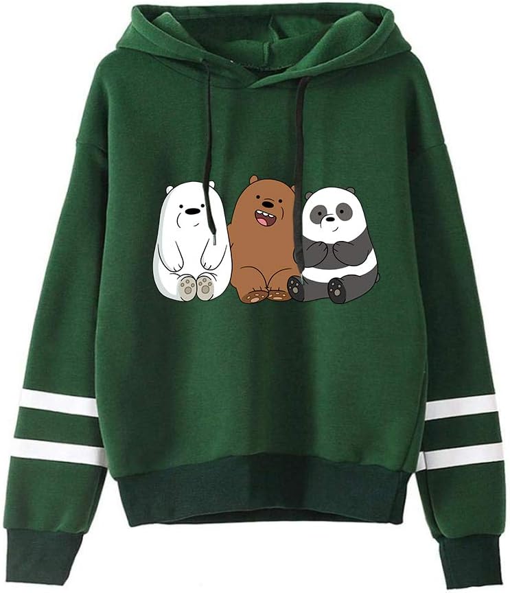 Gogofuture We Bare Bears Pullover Printed Hooded Sweatshirt Leisure Classic Hooded Pullover Fashion Sweater Popular Sweatshirt