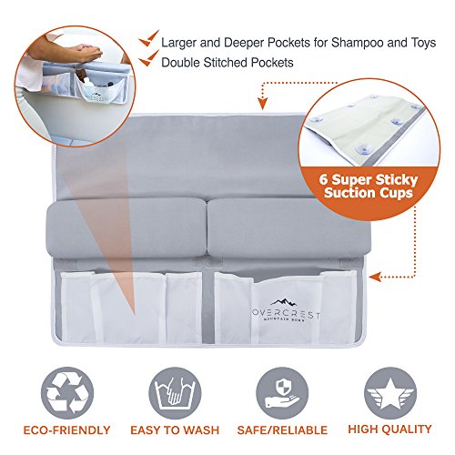 Overcrest Baby Bath Kneeler and Elbow Cushioned Tub Rest Set, Premium Extra Thick 23 x 12 x 2 inch Foam Mat Protection for Parents, Double Stitched Deeper Pockets, Secure Non-Slip, Quick Drying, Grey
