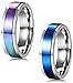 FIBO STEEL 2 Pcs 6MM Stainless Steel Spinner Rings for Men Women Promise Ring,Size 7