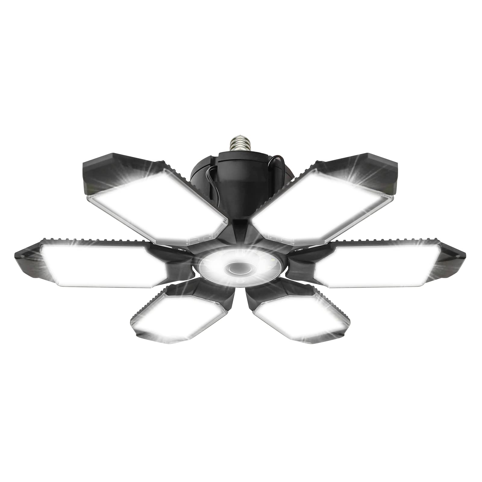 DEEIRAO LED Garage Ceiling Light, 200W 20000LM 6500K Deformable with 6+1 Adjustable Panels Commercia Bay Lamp for E26/E27 Screw Socket,Basement,Barn,Workshop,Attic (6 Panels/1 Pack) — image 1