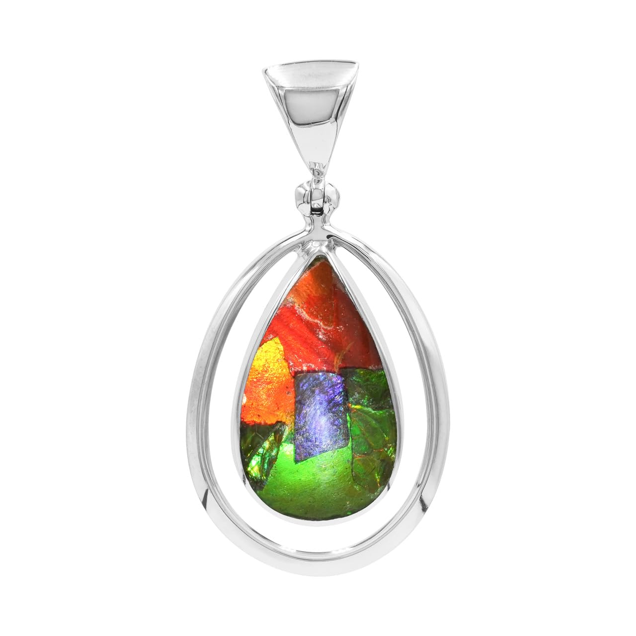 Starborn Ammolite Fossil elegant 925 Sterling Silver Pendant