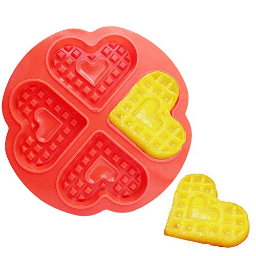 Heart in Heart-DIY Heart Shape Waffle Mold 5-Cavity/4-Hold Silicone Oven Pan Baking Cookie Cake Muffin Cooking Tools Kitchen Accessories Supply