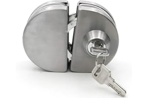 DONG+ Glass Door Lock, Home, Office Single Door Lock, Fits on 1/2" Glass,10 mm -12 mmglass Door no Drill Anti-Theft Security Lock, Double Swing Hinged Frameless Push Sliding Gate Lock with 3 Keys