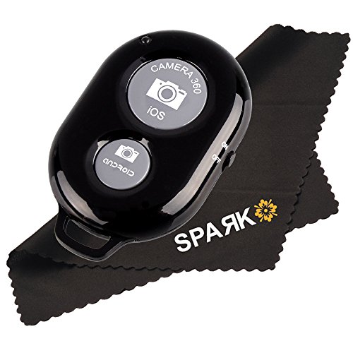 Spark Electronics Bluetooth Wireless Remote Control Camera Shutter Release Self Timer for iPhone 5 5s 5c 4s 4, iPad 5 4 3 iPad Air Mini, Samsung Galaxy S4 S3 Note 3 2, Android Phone (Black)