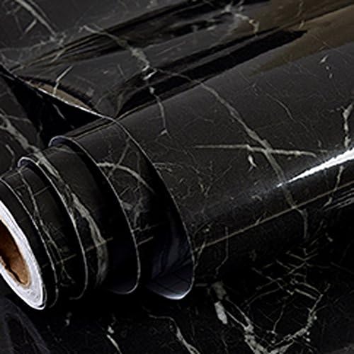 Marble Contact Paper MAGFY Self Adhesive Film Vinyl Granite Wallpaper 2 x 16.4ft (Black)