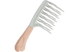 Upgraded Wide Tooth Comb for Curls, Ergonomic Handle forLong， Detangling Comb with Double Row Wavy Tooth for Curly/Wavy/Thick