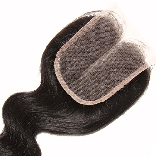 B&F Hair Brazilian Virgin Hair 1piece Body Wave Middle Part Lace Closure 100% Human Hair Natural Color 30-35g/pc (16inch Closure)
