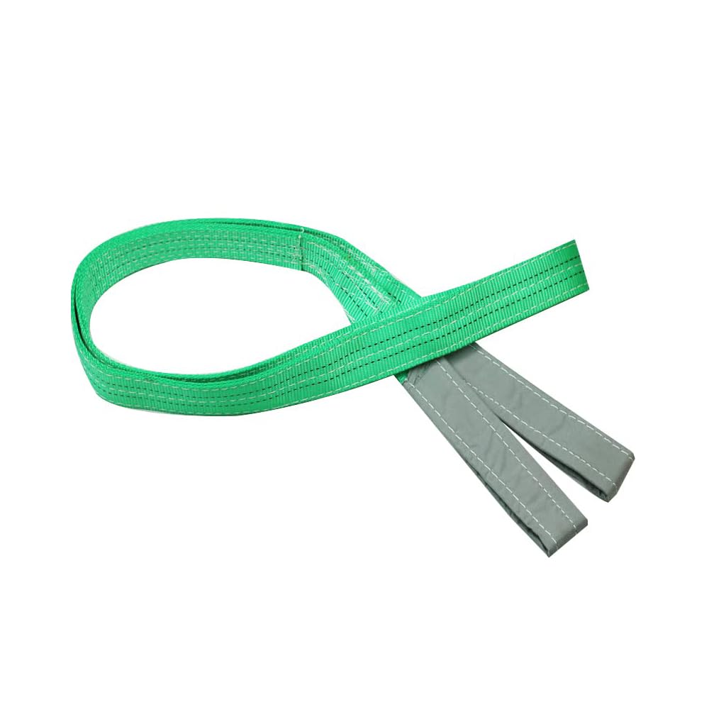 Duplex Polyester Webbing Lifting Heavy Duty Flat Cargo Sling Strap Anti-Cut and Anti-Abrasion Treatment Rigging Lifting Straps for Moving Storage 2T 1M Green