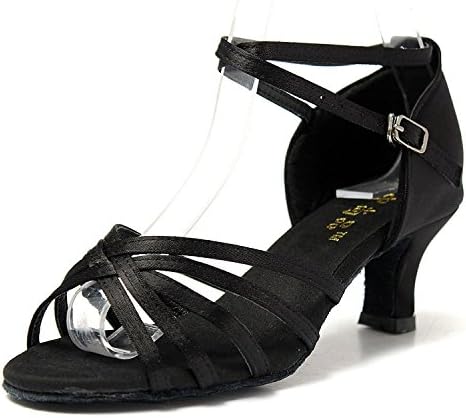 WUZHONGSHANGPIN 1 pair Women Heel Shoes Salsa Bachata Latin Dance Sandals Latin Shoe, Black 34