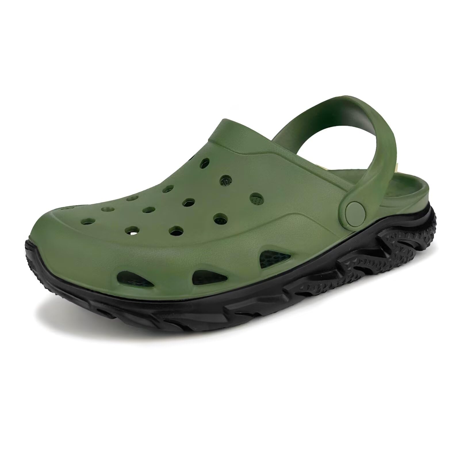 Photo 1 of Men and Women's Garden Clogs with Arch Support, Unsex Lightweight Slip on Mule with Doule Color,No Slip Slide Sandle for Outdoor, Beach, Garden, Pool, Indoor Army Green/Black