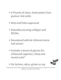 Beef Protein Powder, Chocolate - Dairy Free with Natural Collagen for Keto, Paleo, Bone Broth & Low...