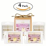 AIRA Soy Tart - Organic, Vegan, Kosher, Scented Soy Wax Cubes w/ Essential Oil Blends - No Chemical 100% Soy Wax Melts for Electric/Tealight Melters - Hand-poured Soy Tarts - Vanilla Lavender - 4 Pack