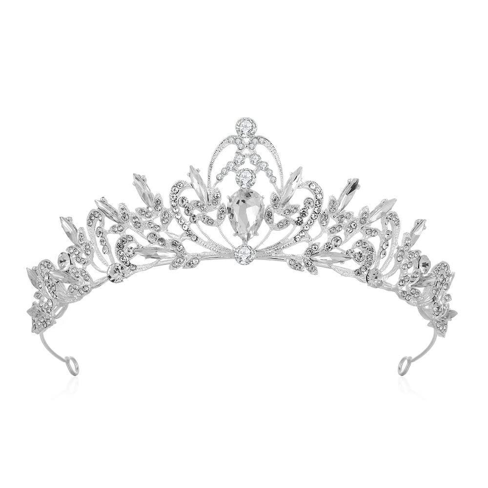 HPMAISON Vintage Crystal Wedding Crown Women Girls Rhinestone Tiara Headband Princess Queen Hair Accessories for Birthday Prom Bridal Hen Party Halloween Christmas Adult Costume Party Gifts Jewelry