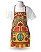 Ambesonne 70s Party Apron, Hippie Vintage Mini Van Ornamental Backdrop with Peace Sign Artwork, Unisex Kitchen Bib with Adjustable Neck for Cooking Gardening, Adult Size, Coral Orange