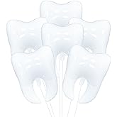 6 Pieces White Tooth Foil Balloons Decorations, 22 Inches Mylar Dental Balloons for Graduation, Tooth Fairy Parties, Dentist Office Decor, Kids First Tooth Celebrations, and Birthday Party Supplies