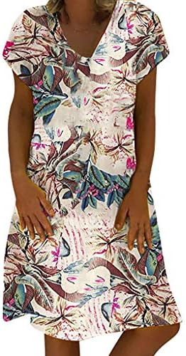 WEISUN Women Summer Dress Ladies Plus Size Dress T-Shirt Cotton and Linen Dress Casual Short Sleeve Midi Dress
