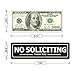 No Soliciting Sign for Door - Metal Signs for House Business and Office Wall - Weather Resistant Aluminum with Strong Self Adhesive (2 Pack, Black 7×2 inches)