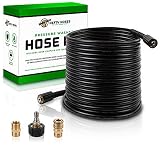 Hefty Hoses 50 Foot Pressure Washer Hose Kit - Black 1/4 Power Washer Hose with Free Accessories (1x 1/4 Quick Connector Kit and 1x 1/4 Hose to Hose Coupler) M22-14MM Brass Thread