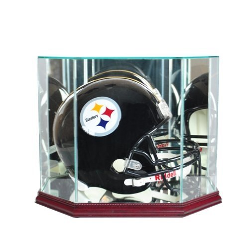 Full Size Football Helmet Display Case - Glass Top with Octagon Cherry Base - Made In America - Thumbnail 2