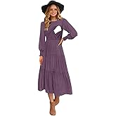 CzzzyL Womens Flutter Long Sleeve Smocked Tiered Nursing Dress for Breastfeeding with Pockets