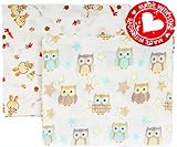100% Organic Cotton Large Soft Flannel Baby Receiving Swaddling Blankets Boy Girl Set 2. Baby Swaddles Made in Europe. Big size 37'' x 43''. Great Baby Shower gift