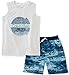 Calvin Klein Baby Boys 2 Pieces Muscle Top Short Set, White/Blue, 18M