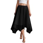 Verdusa Women's Asymmetrical Hem Elastic Waist Chiffon Flowy Long Skirt