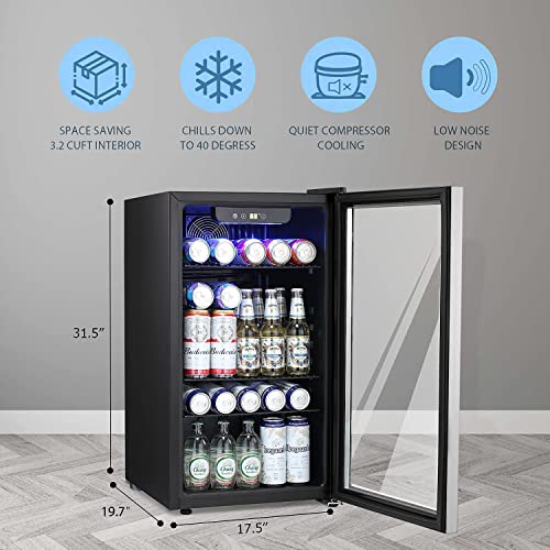 Antarctic Star Beverage Refrigerator Cooler 120 Can Mini Fridge Glass